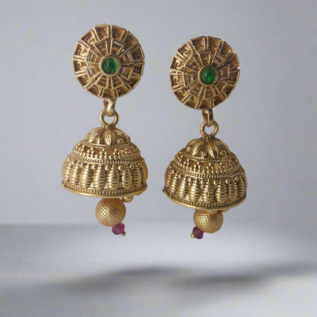 Copper Meenakari Necklace with Antique Polish and Jhumka Earrings