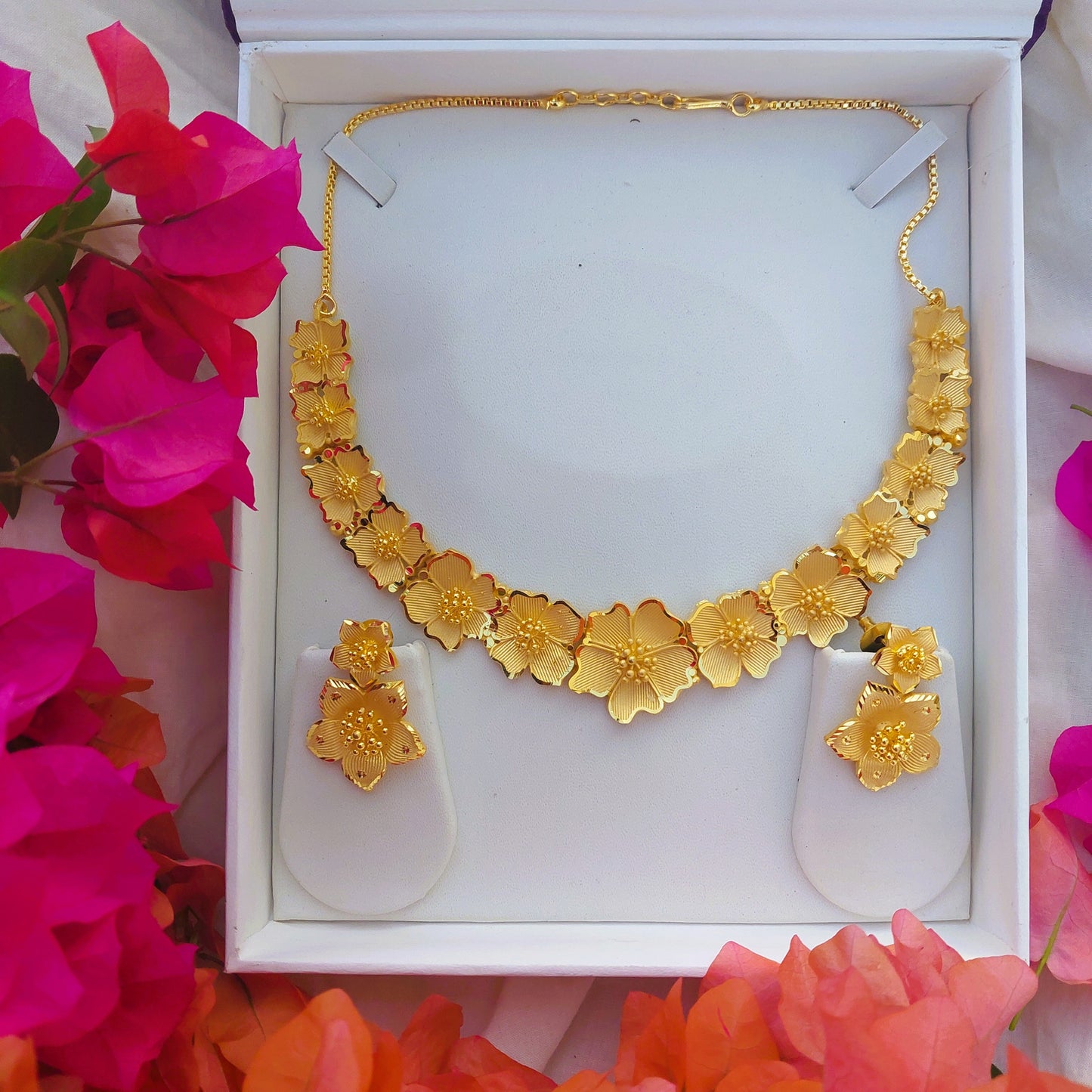 Buy Alluring Floral Micro Gold Plated Short Necklace